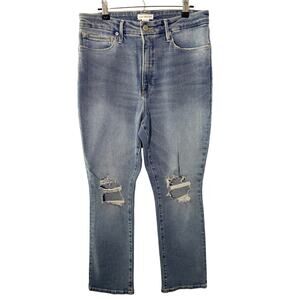 Good American Distressed Straight Leg Jeans Size 10